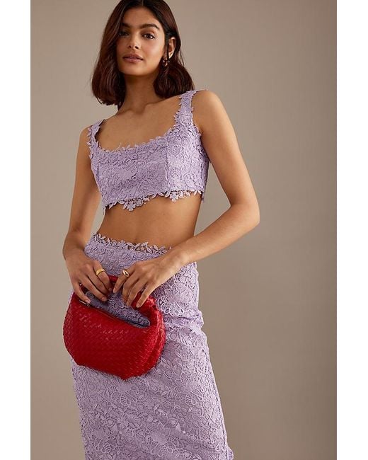 Bardot Purple Mariah High-waisted Lace Maxi Skirt