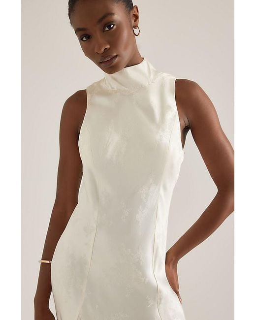 By Anthropologie Natural Joni Jacquard High-Neck Maxi Dress