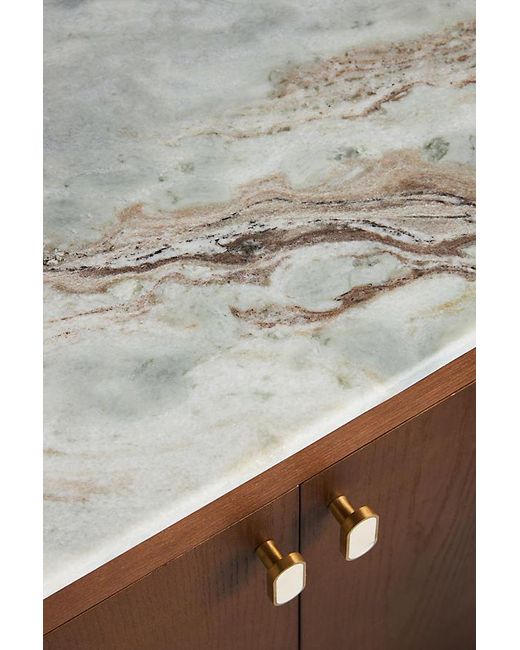 Anthropologie Green Brentley Rectangular Marble Top Sideboard