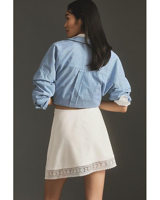 Mare Mare Blue Lace-trim Craft Mini Skirt