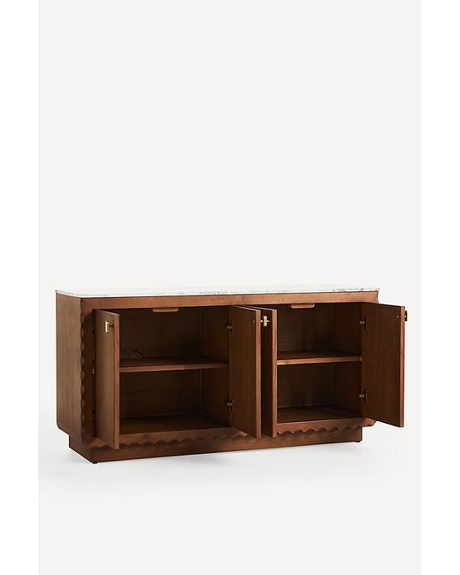 Anthropologie Green Brentley Rectangular Marble Top Sideboard
