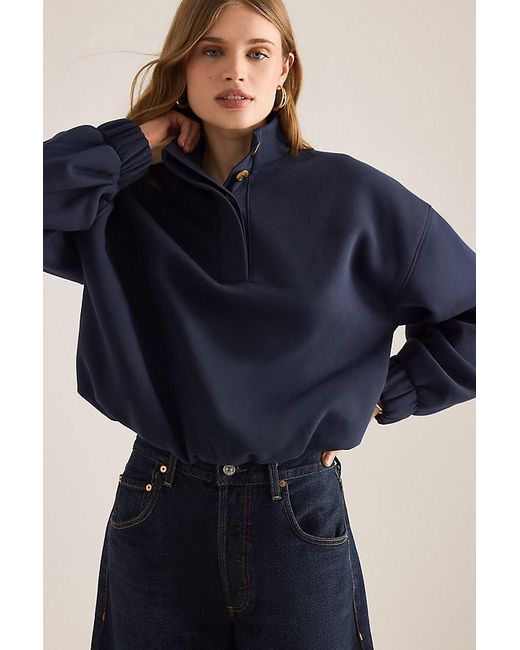 By Anthropologie Blue High-Neck Sweatshirt