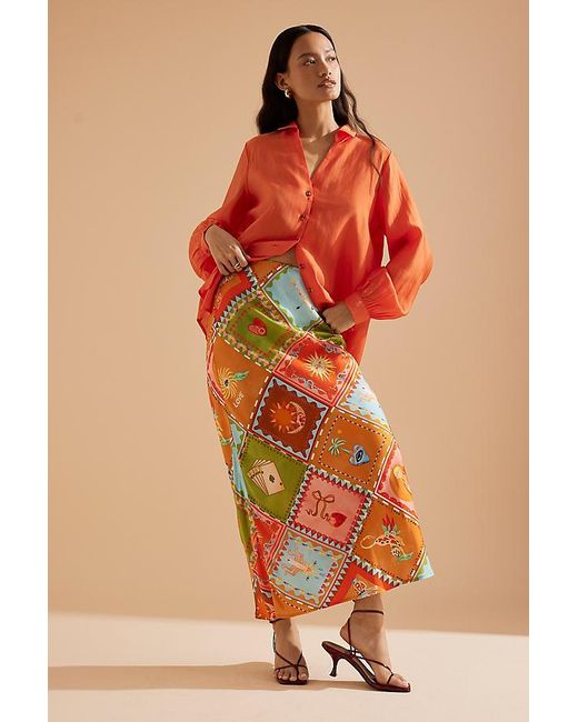 Never Fully Dressed Orange Dorris Maxi Skirt