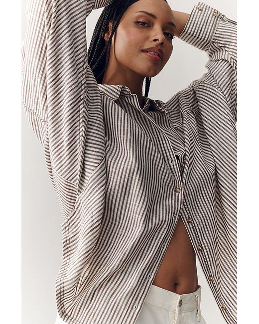 Pilcro Brown Batwing Buttondown Shirt