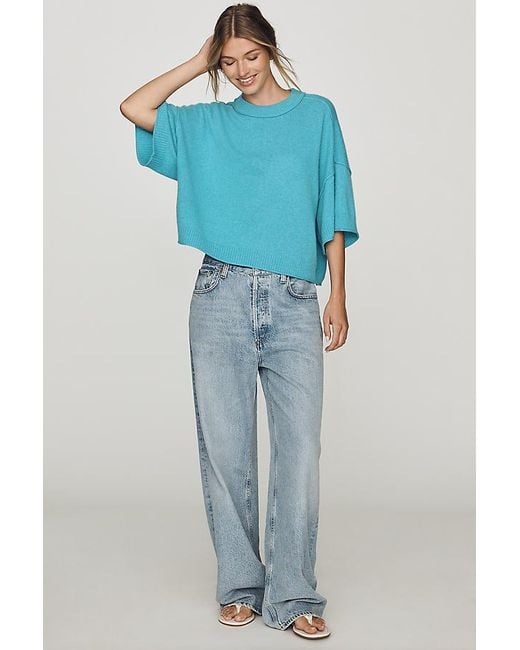 By Anthropologie Blue The Goldie Crew-Neck Cashmere Jumper