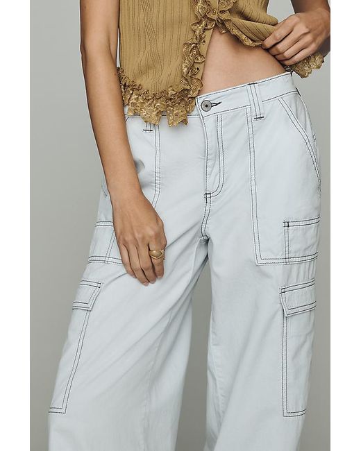 By Anthropologie White Linen-Cotton High Rise Wide-Leg Utility Trousers