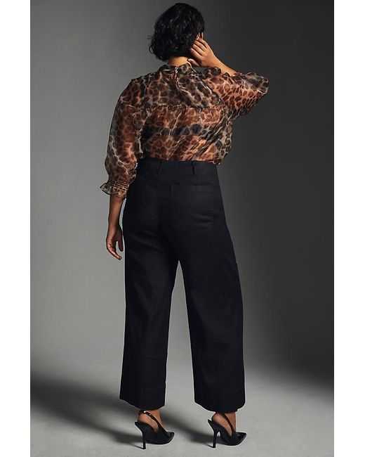 Maeve Blue The Colette Cropped Wide-Leg Trousers By Linen Edition