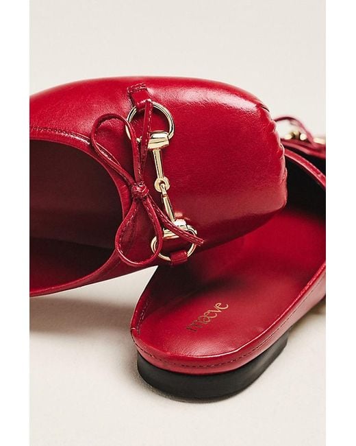 Maeve Red Leather Horsebit Mules
