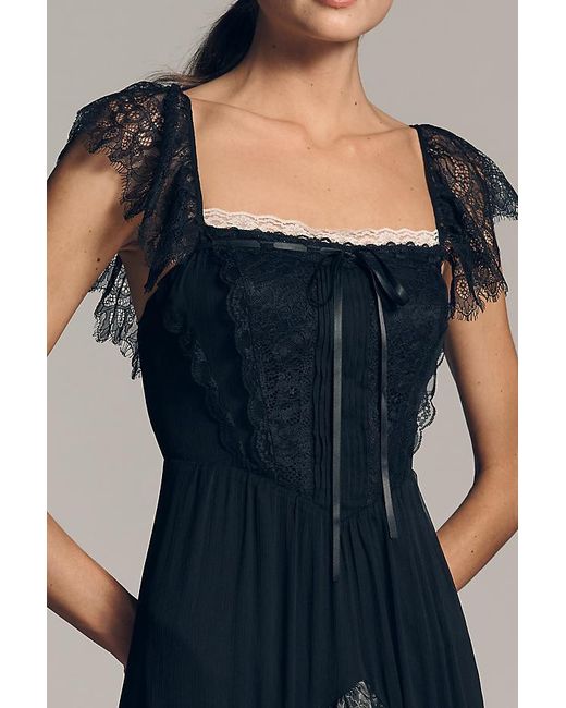 By Anthropologie Blue Tiered Ruffle Flutter-Sleeve Dress