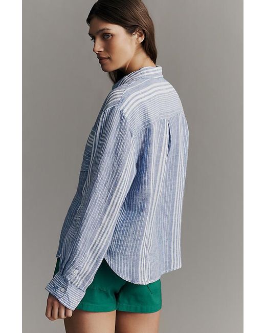 Maeve Natural The Shrunken Linen Bennet Buttondown Shirt By