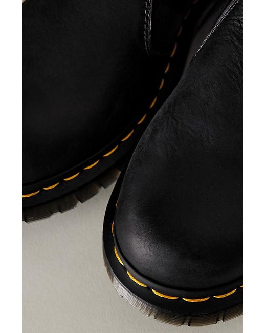 Dr. Martens Black Leonore Faux Fur-lined Burnished Leather Chelsea Boots