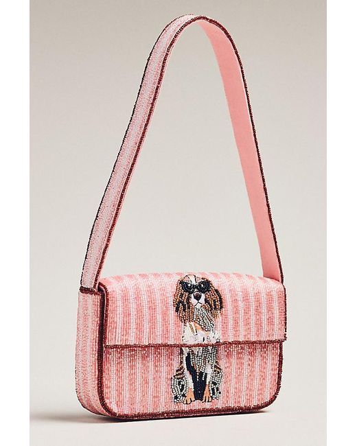 By Anthropologie Pink The Fiona Beaded Bag: Animal Edition