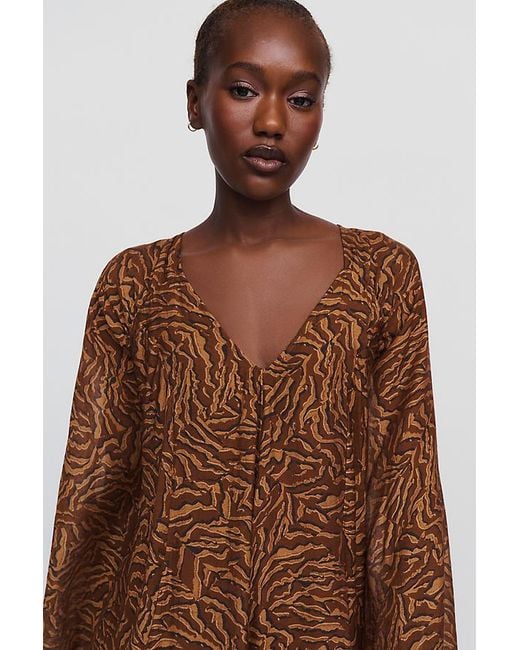 By Anthropologie Brown Bell-Sleeve Playsuit