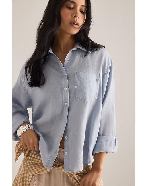 Maeve Gray The Shrunken Bennet Linen Buttondown Shirt By