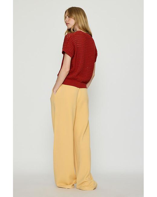 Varley Red Denny Open Knit Top