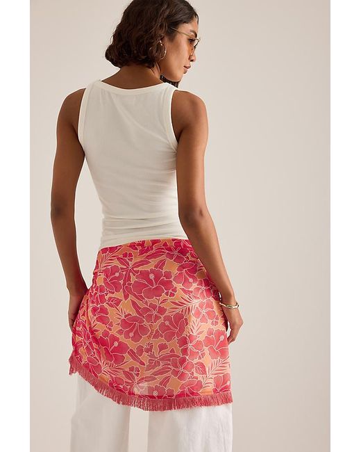 Celandine Red Fringed Pattern Mini Sarong