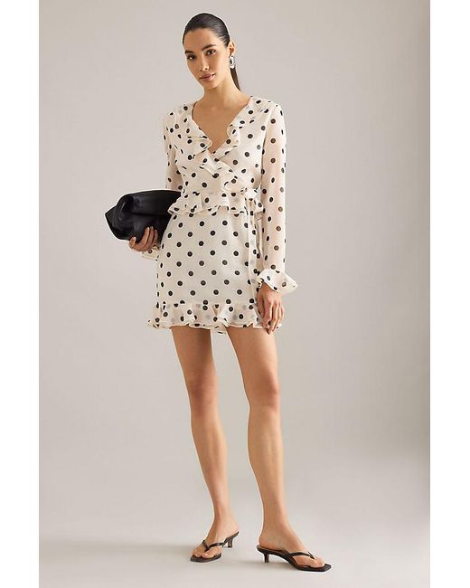 Bardot Natural Frill Spot Mini Dress