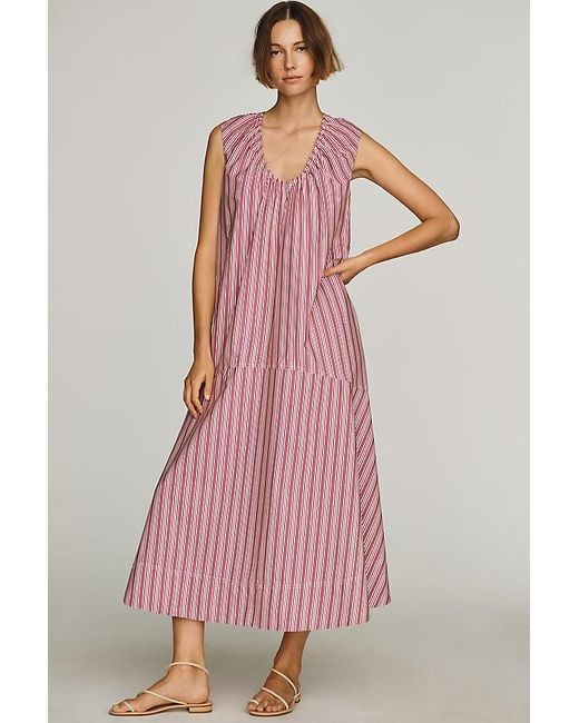 Maeve Pink Sleeveless Cotton Poplin Maxi Dress
