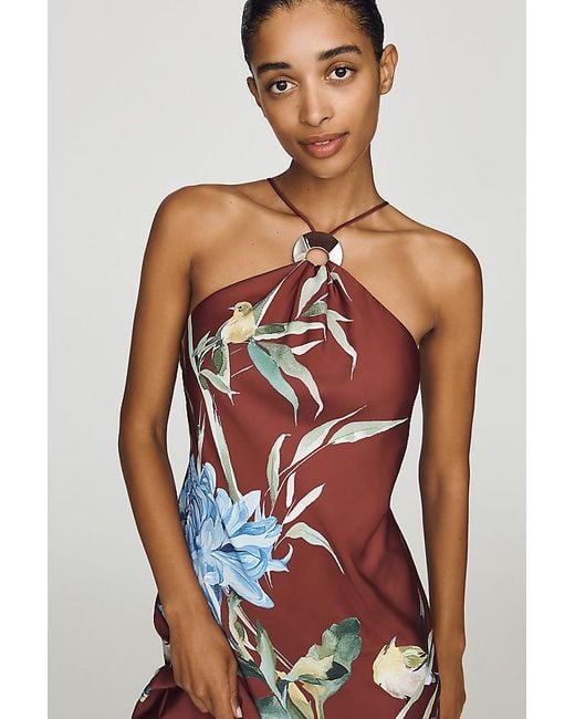 By Anthropologie White Halter Slip Midi Dress