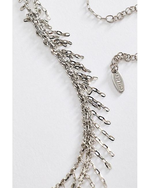 By Anthropologie White Chain Fringe Necklace