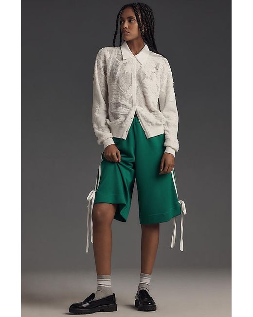 Maeve Gray Lightweight Collared Floral Burnout Cardigan