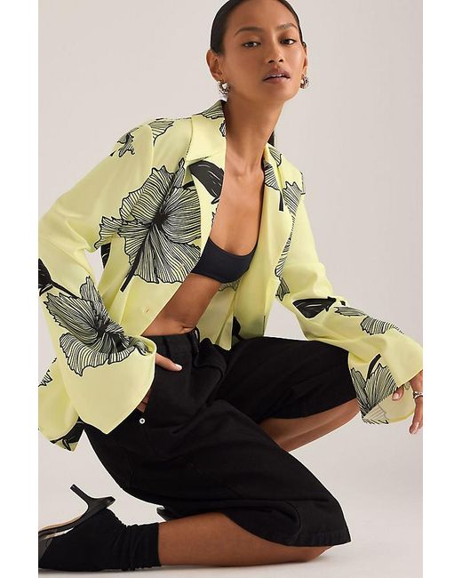 OperaSPORT Yellow Lone Floral Print Shirt
