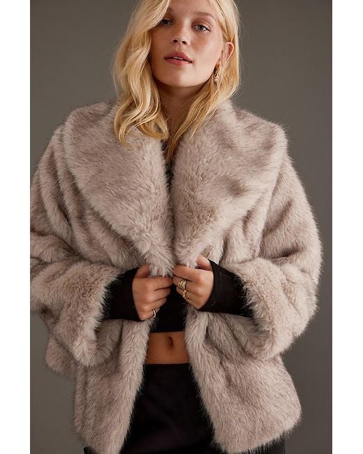 By Anthropologie Brown Faux Fur Coat