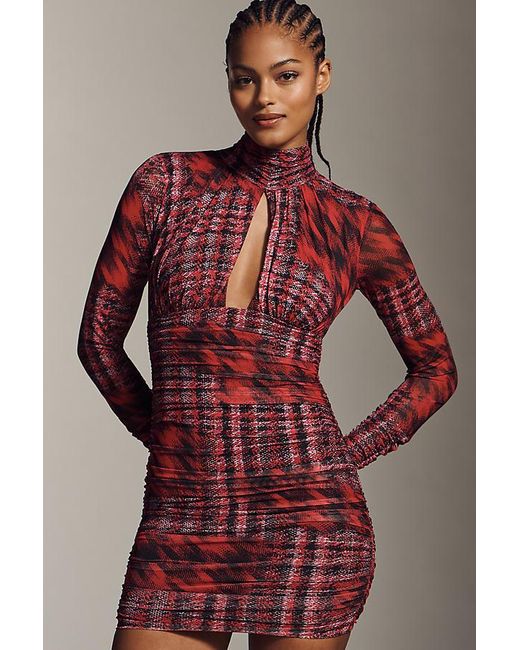 AFRM Multicolor Mock-Neck Cutout Mini Dress