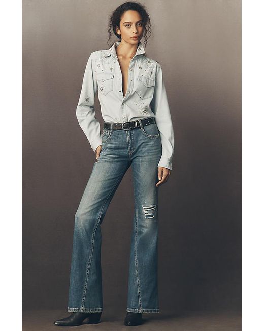 Pilcro Blue Essential Mid-Rise Flare Jeans