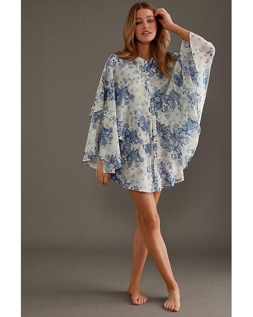 Desmond & Dempsey Gray Floataway Tiered Cotton Nightie