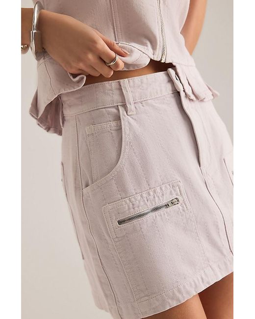 seventy + mochi Pink Naya Zip-Pocket Denim Mini Skirt