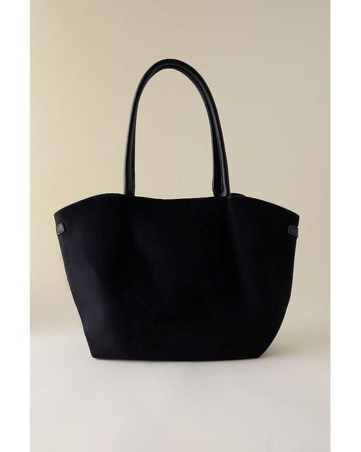 By Anthropologie Black Faux-Suede Belted Tote Bag