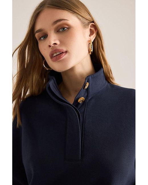 By Anthropologie Blue High-Neck Sweatshirt