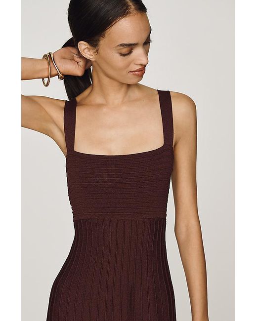 Maeve Purple Sleeveless Pleated Knit Midi Dress