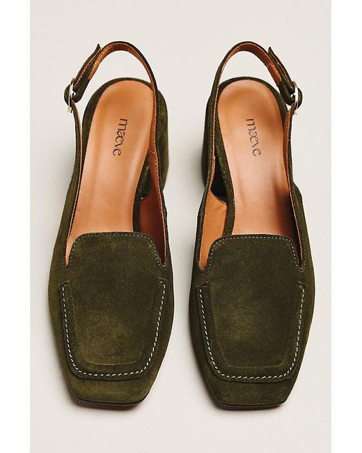 Maeve Green Slingback Loafer Block Heels