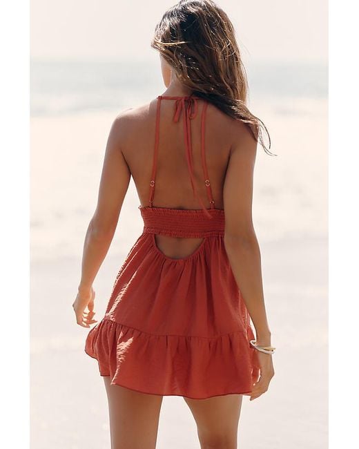 Celandine Red Strappy Boho Mini Dress