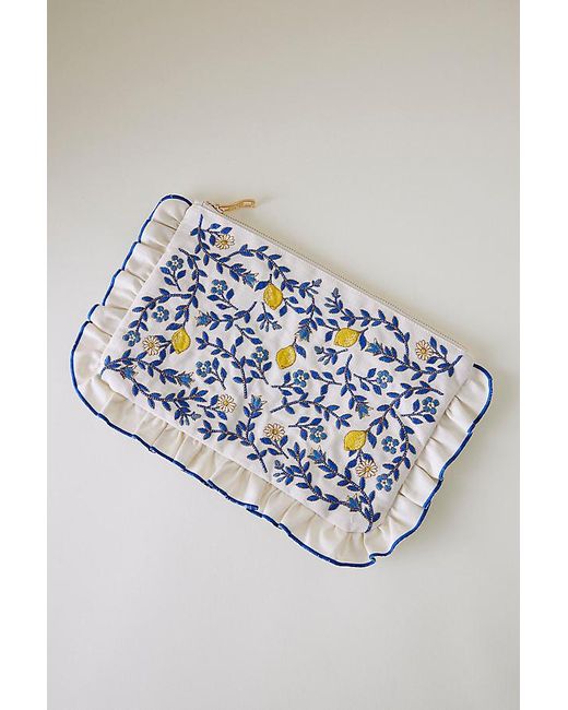 Elizabeth Scarlett Blue Lemon Sprig Frill Pouch