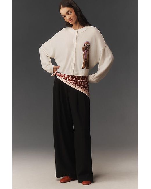 By Anthropologie Brown The Goldie Crew-Neck Cashmere Blend Cardigan