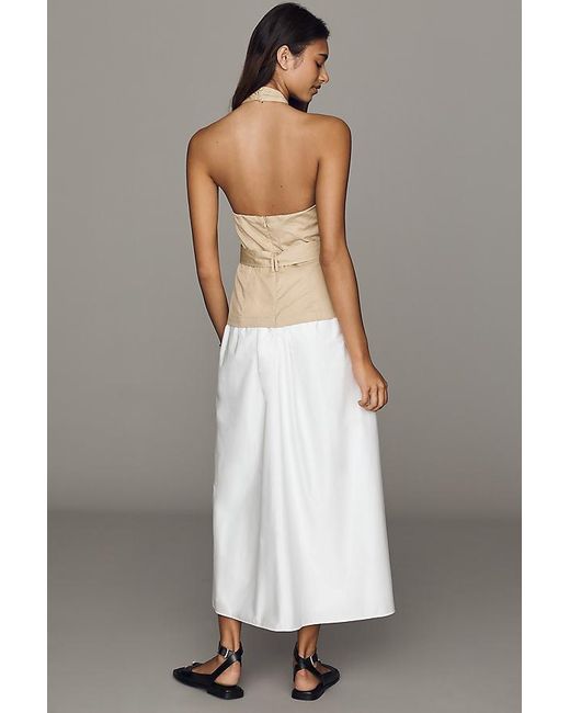 Astr Gray Aleda Twofer Halter Belted Midi Dress