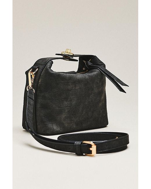 Maeve Black Faux-Leather Croc Structured Bag