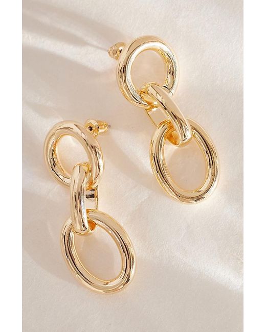 Anthropologie Natural Chunky Chain Drop Earrings