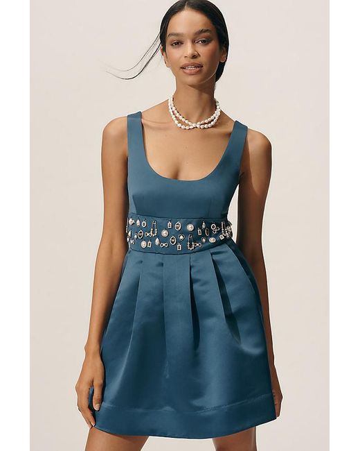 navy blue dress for baby girl Sleeveless Button-Front A-Line Mini Dress main image 1