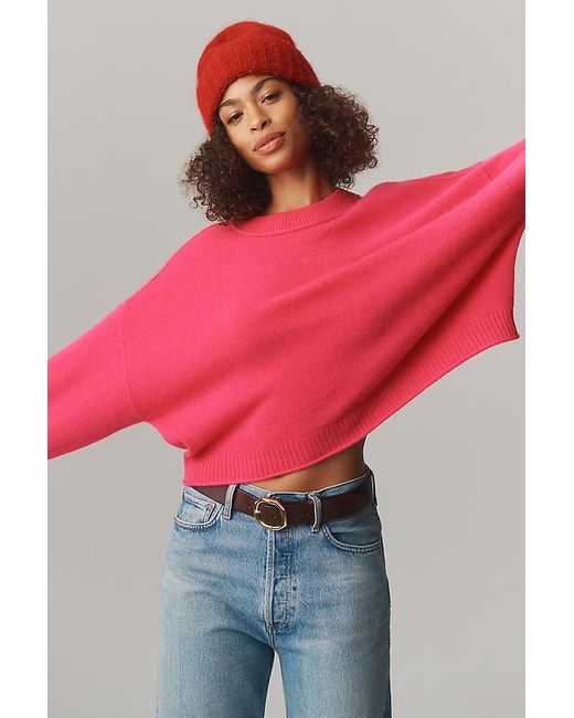 By Anthropologie Red The Goldie Cashmere Long-Sleeve Crew-Neck Jumper