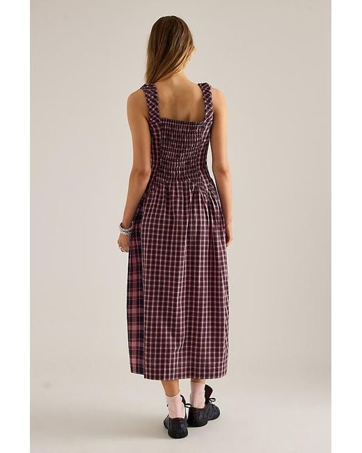 Damson Madder Red Mallory Check Midi Dress