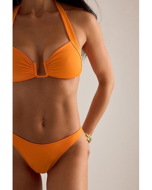 Away That Day Orange Corfu Halter Bikini Top