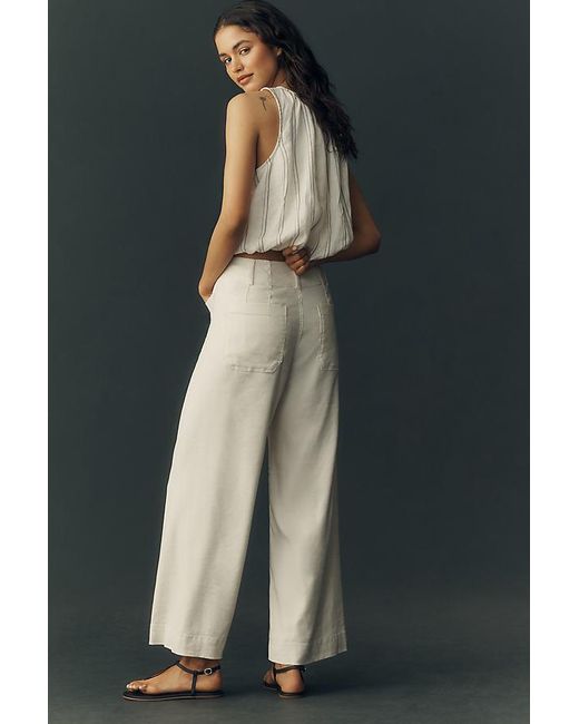 Maeve Gray The Colette Cropped Wide-Leg Trousers By Linen Edition