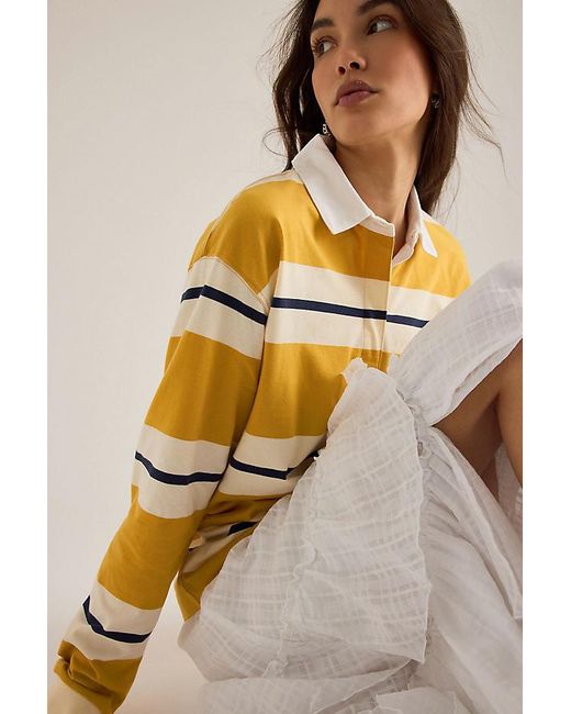 By Anthropologie Natural Stripe Rugby Shirt