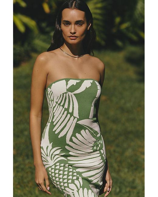 Celandine Green Knit Strapless Dress
