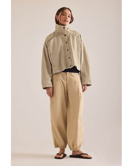 By Anthropologie Natural Funnel-Neck Utility Jacket