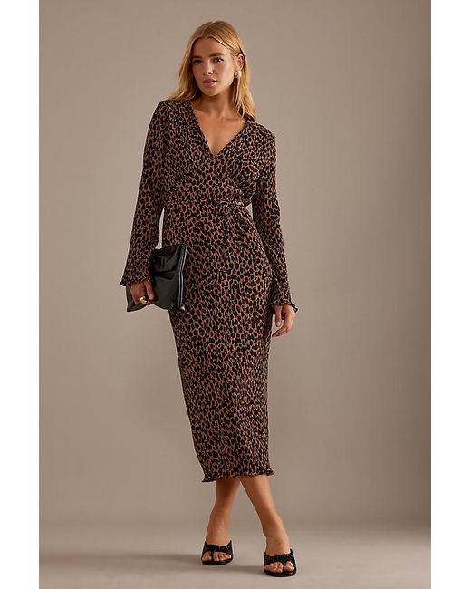 Never Fully Dressed Brown Leopard Celeste Midi Dress